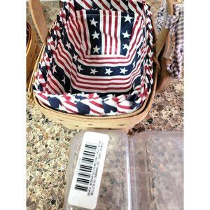 Longaberger Vintage 1984 Rectangular Basket with Patriotic Liner and Protector